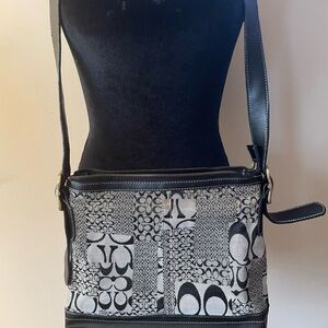 Modern Black and Gray Crossbody Bag with Geometric Design